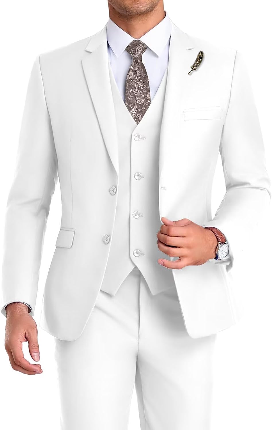 Classic Two-Button Three-Piece Business Tuxedo (With Tie)